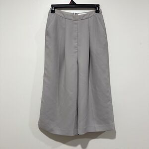 REISS Crop Wide Leg Trousers Women Size US 4 Gray Dress Pants Pockets